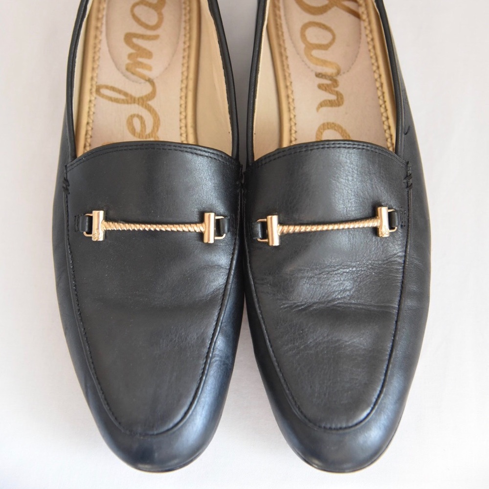 Black and gold leather Sam Edelman loafers size 9.